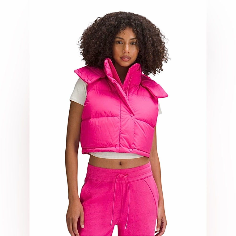 NWOT Lululemon - Wunder Puff Super Cropped Vest - Sonic Pink - Sz. 6